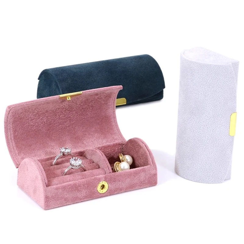 

Exquisite and Portable Mini Jewelry Storage Box For Women's Business Trips Anti-oxidation Light Luxury Velvetring Jewelry Box