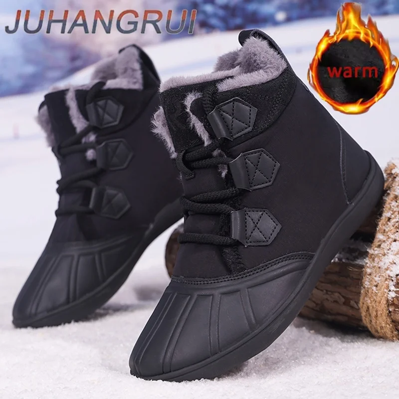 Womens Winter Snow Booties Warm Ankle Shoes Outdoor Hiking Shoes Fur Warm Plush Boot Casual Snow Boots Anti-Slip Wear-Resistant
