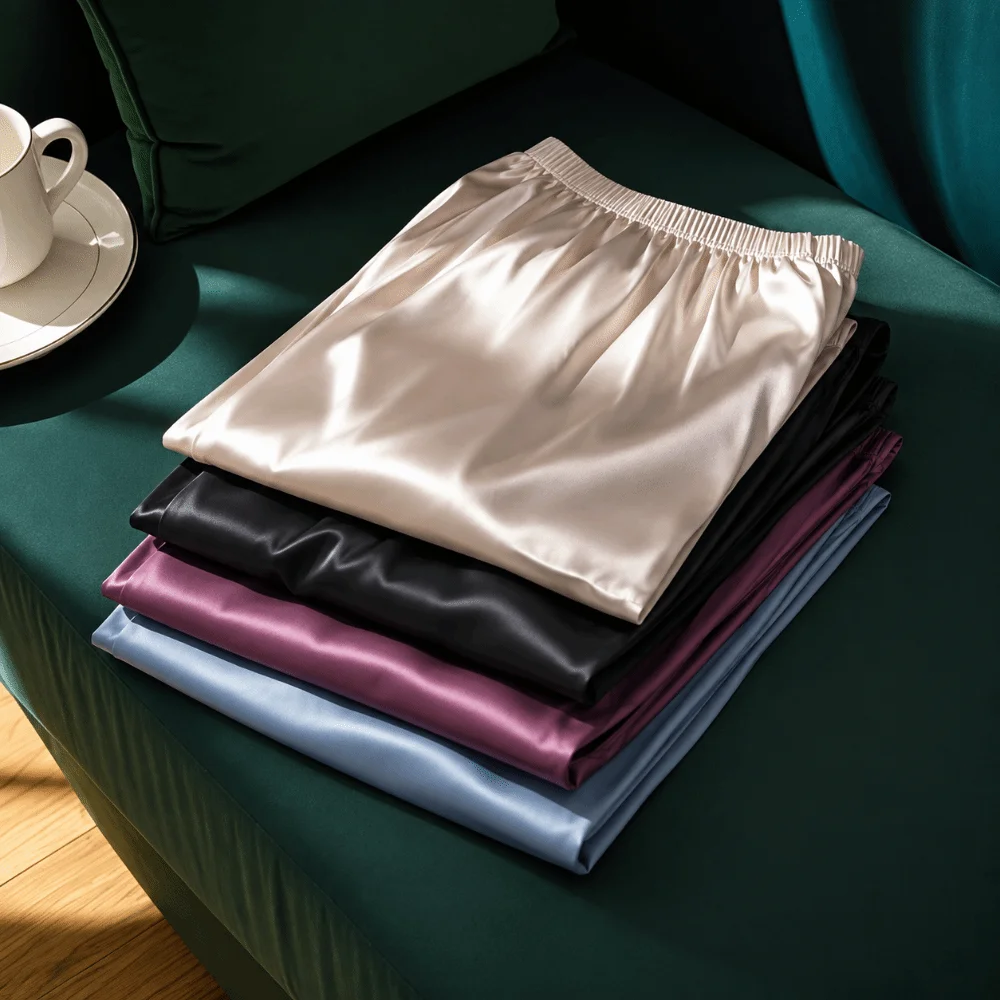 Loose Comfortable Men's Sleeping Pants Sleep Artifact Breathable Ice Slik Pajama Pants Thin Elastic Waist Male Shorts Sleepwear