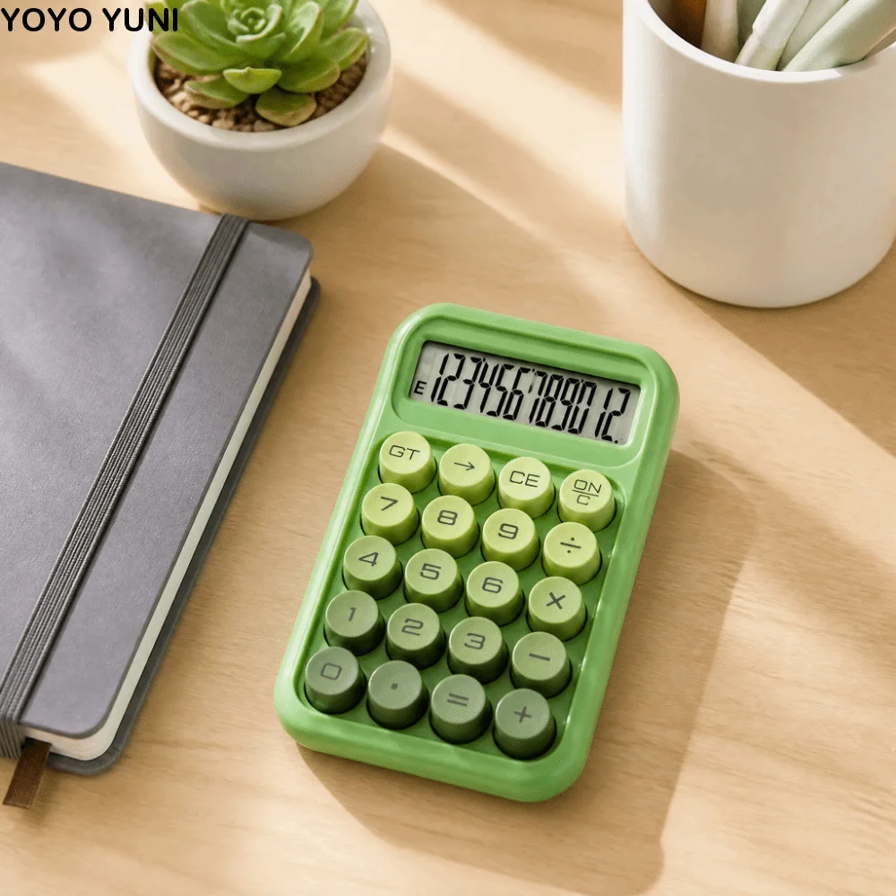 12 Digit Electronic Calculator Large Display Large Buttons Mechanical Keyboard Calculator Anti-slip Pad High Appearance