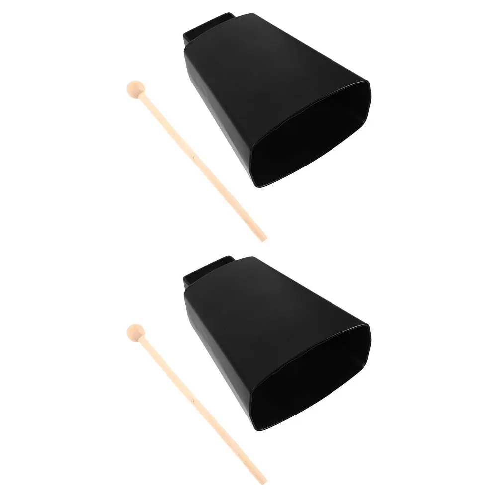 

2 Sets Iron Cowbell Handheld Metal Percussion Bells Clear Sound Cheering Instrument for Sports Events Music Class