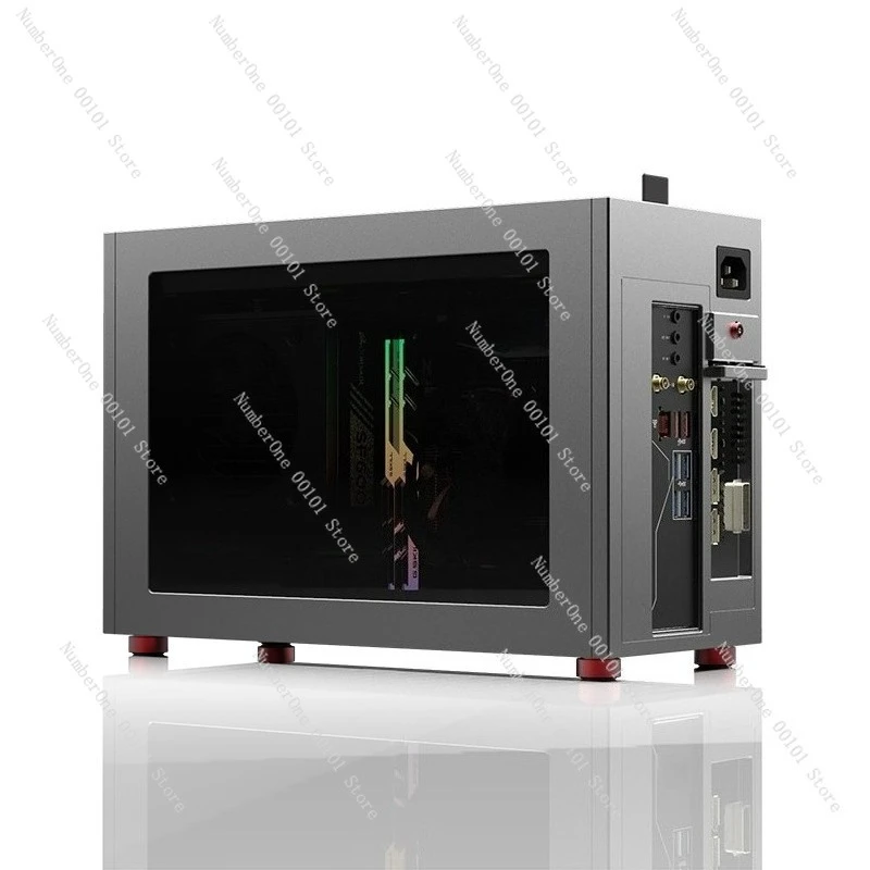 Mini ITX Aluminum Case 240mm Water Cooling Support Dual Chamfer Tempered Glass Side Panel Portable Desktop SFF Gaming Chassis