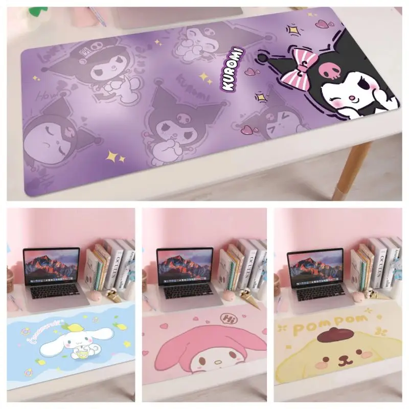 80/35 см коврик для офисного стола Hello Kitty Kuromi Melody Cinnamoroll, нескользящий большой коврик для клавиатуры и мыши, игровые коврики, аксессуары для ПК