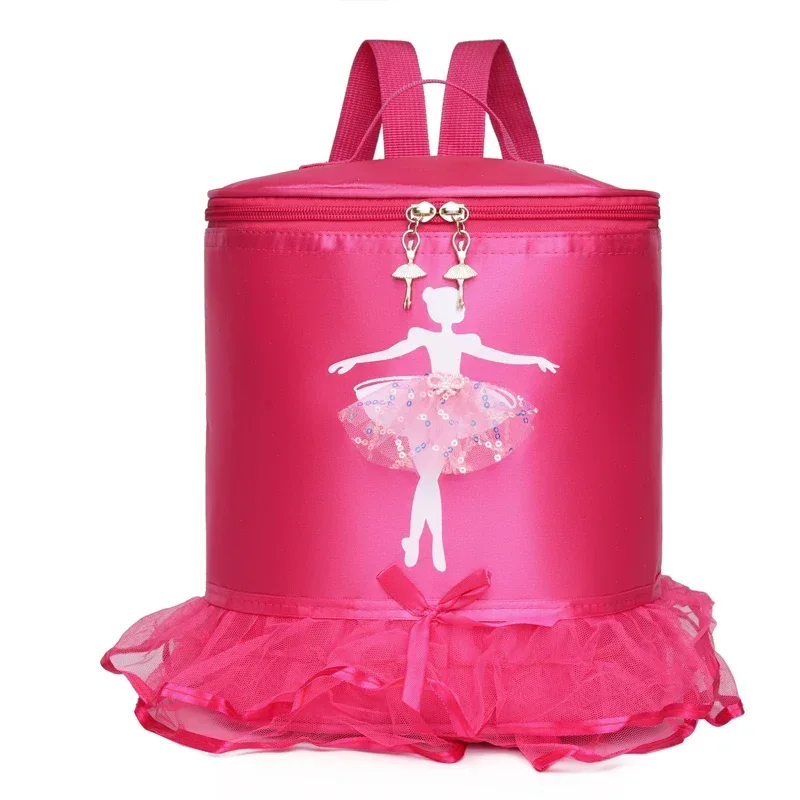 Ballet Dance Bags Pink Girls Kid Gymnastics Backpack Waterproof Embroidery Sports Barrels Package Lovely Princess Bag