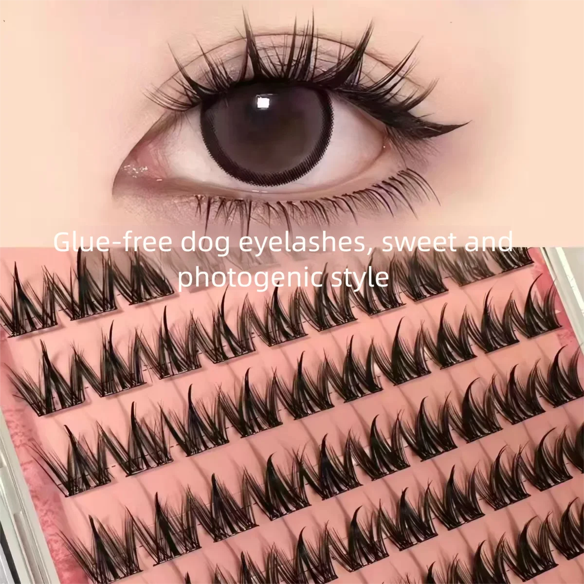 New Large Capacity Self-Adhesive Glue-Free Puppy Style False Eyelashes, Lazy Dense Natural Comic Effect, Segmented for Women