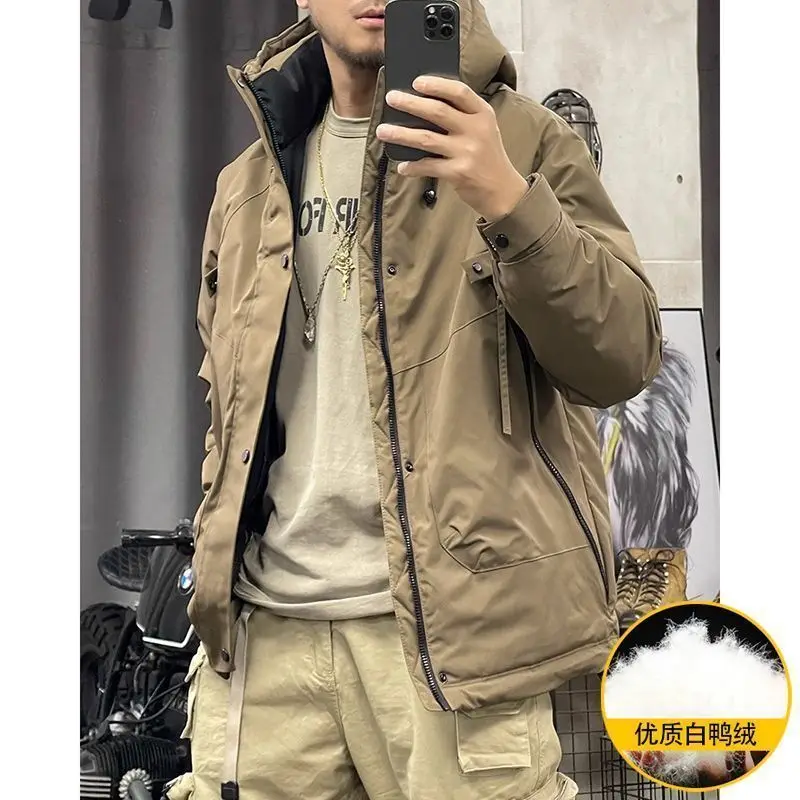 Men's Winter Zipper Punch Coat Thickened Warm Short Jacket Loose Fashion Design Premium Soft Comfortable Versatile Trend Brand