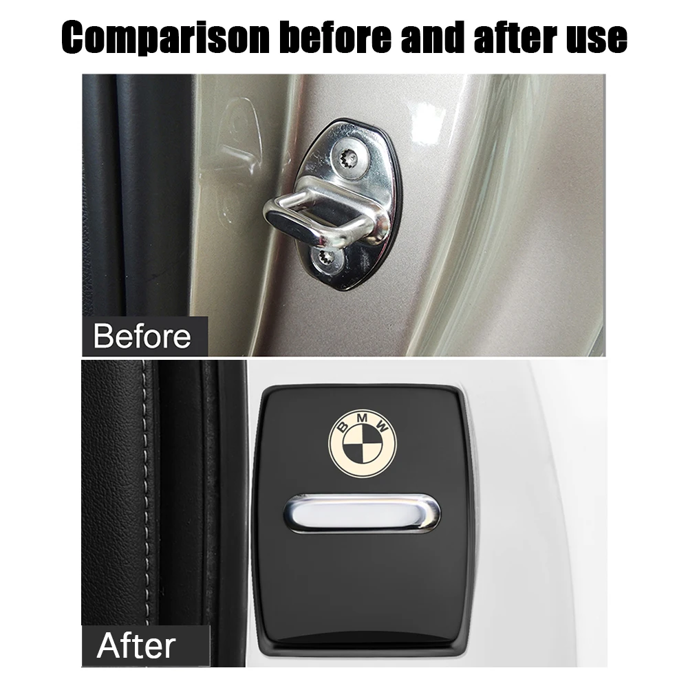 4PCS Car Door Lock Cover For BMW 1 2 3 5 7 Series M POWER X1 X3 X5 X6 G20 G30 G11 Stainless Steel Protective Cover Accessories