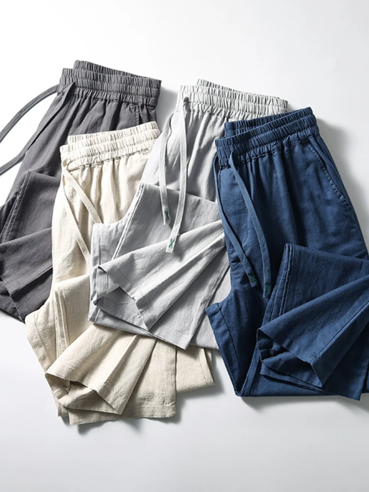 

Premium 00% Linen Straight Leg Casual Pants Men's Loose Fit Comfortable Breathable Spring Summer Faion Urban Sle