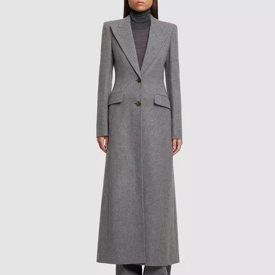 

New Women Extended Coats 2025 Commuting Style Slim A-line Women's Solid Color Suit-style Woolen Coat Elegant Coat Autumn Winter