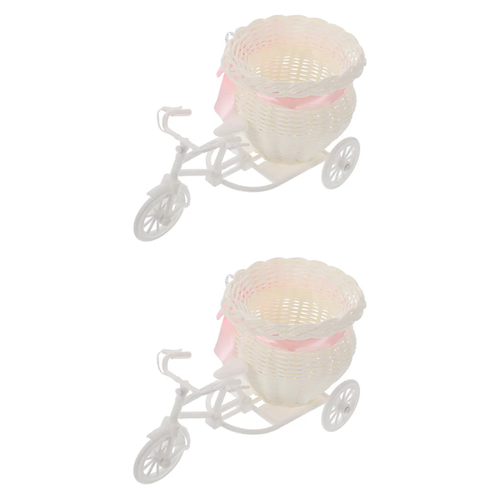 2Pcs False Rattan Weaving Flowerpot Multi Functional Decorative Flower Car Storage Basket Home Wedding Office Decoration