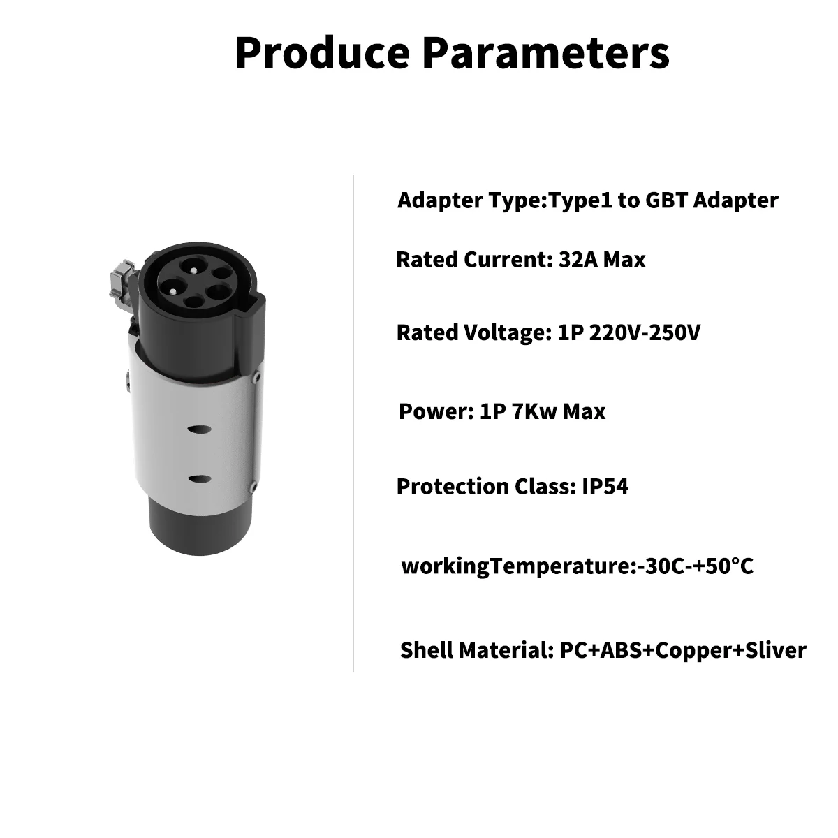WUFEN Type1 To GBT Lock Buckle Adapter EV Charger For Electric Vehicle Charging 7KW J1772 To GBT High Efficiency EV Connector