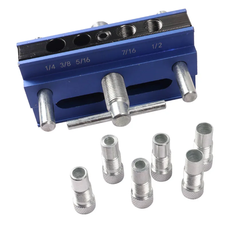 Self Centering Doweling Jig Kit, Drill Jig For Straight Hole With 6 Drill Guide Bushings, Adjustable Width Drilling Guide Jigs