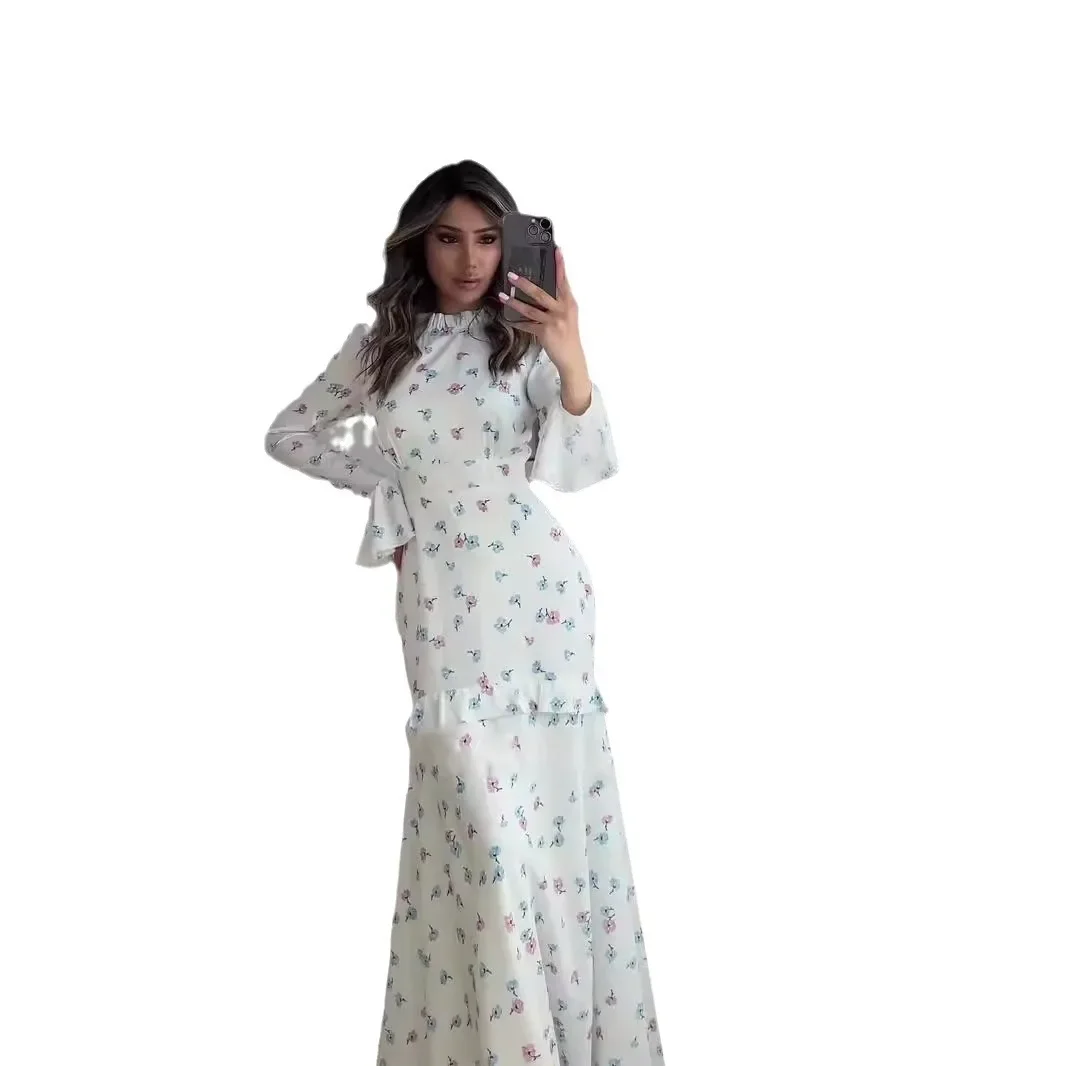 Vestidos Abaya for Women Dress Flower Print abito lungo arabia saudita Jalabiya Eid Ramadan Abaya abiti modesti