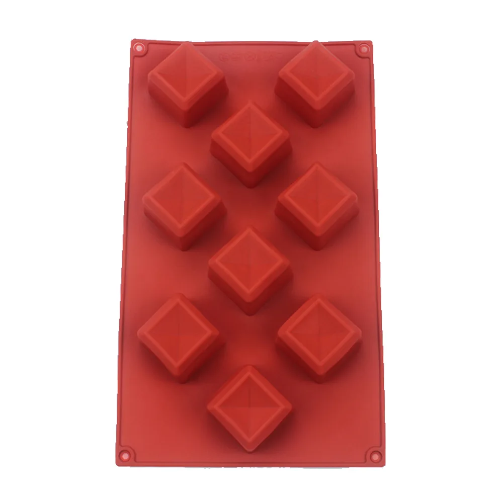 9 Hole Square Shape Center Concave Silicone Chocolate Mold Food Grade Silicone Mousse Dessert Mold Cake Decoration Baking Tools