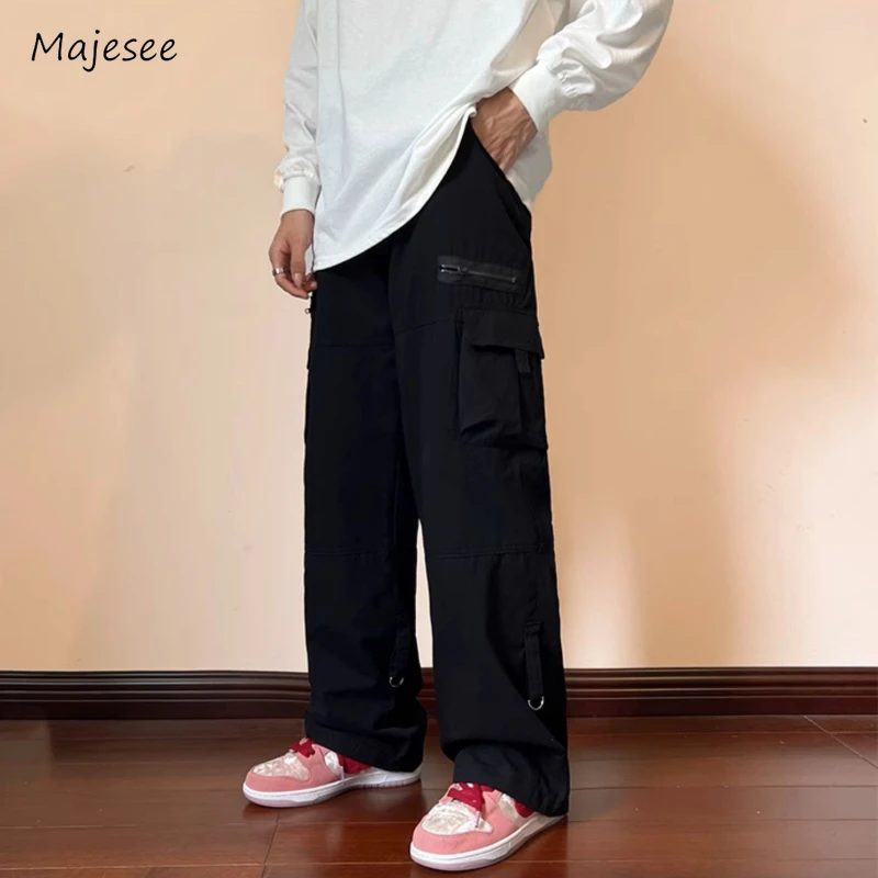 Cargo Pants Men Sporty Loose Pure Color Youthful Vitality Spring Summer All-match Handsome Korean Style High Street Prevalent