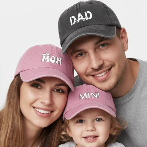 DAD MOM MINI Printed dad mama mini Love Caps Washed Cotton Adjustable Embroidery Baseball Cap Sport Visors Cap For Man Women