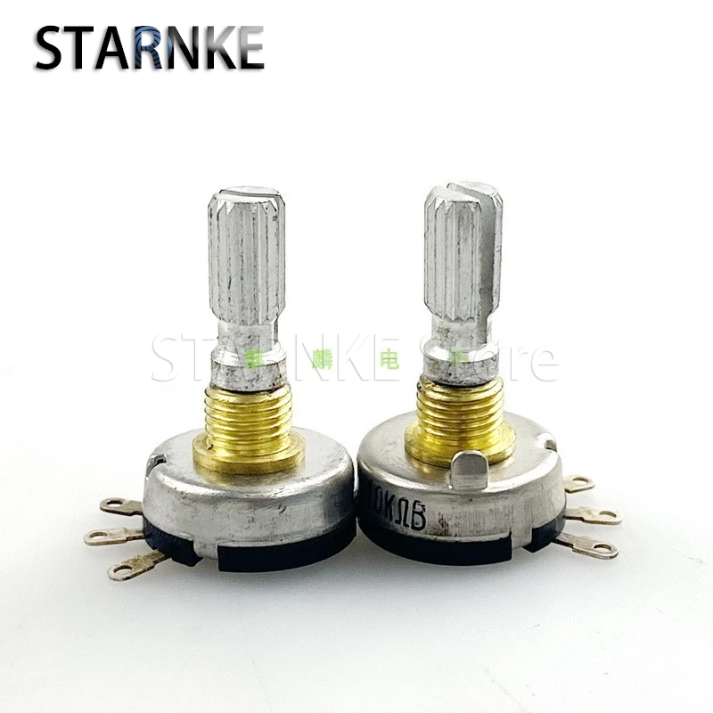 2PCS High Quality RV17 Type 3-Pin Single Potentiometer B10K Copper Foot Threading Hole Foot Knurled Shaft Length 20mm