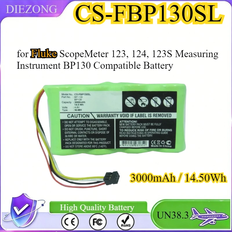 High Quality CS-FBP130SL Battery for Fluke ScopeMeter 123, 124, 123S Measuring Instrument BP130 Compatible Battery