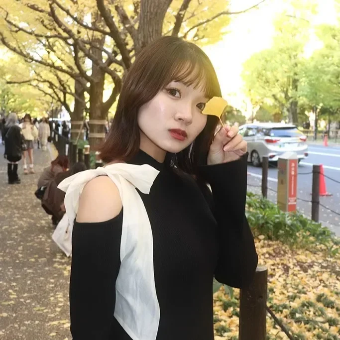 Japanese Sweet Two-wear Off-shoulder Big Bow Thin Knitted Top Spring New Women's Slim-FiT Elegant Knitted Sweaters Pullovers