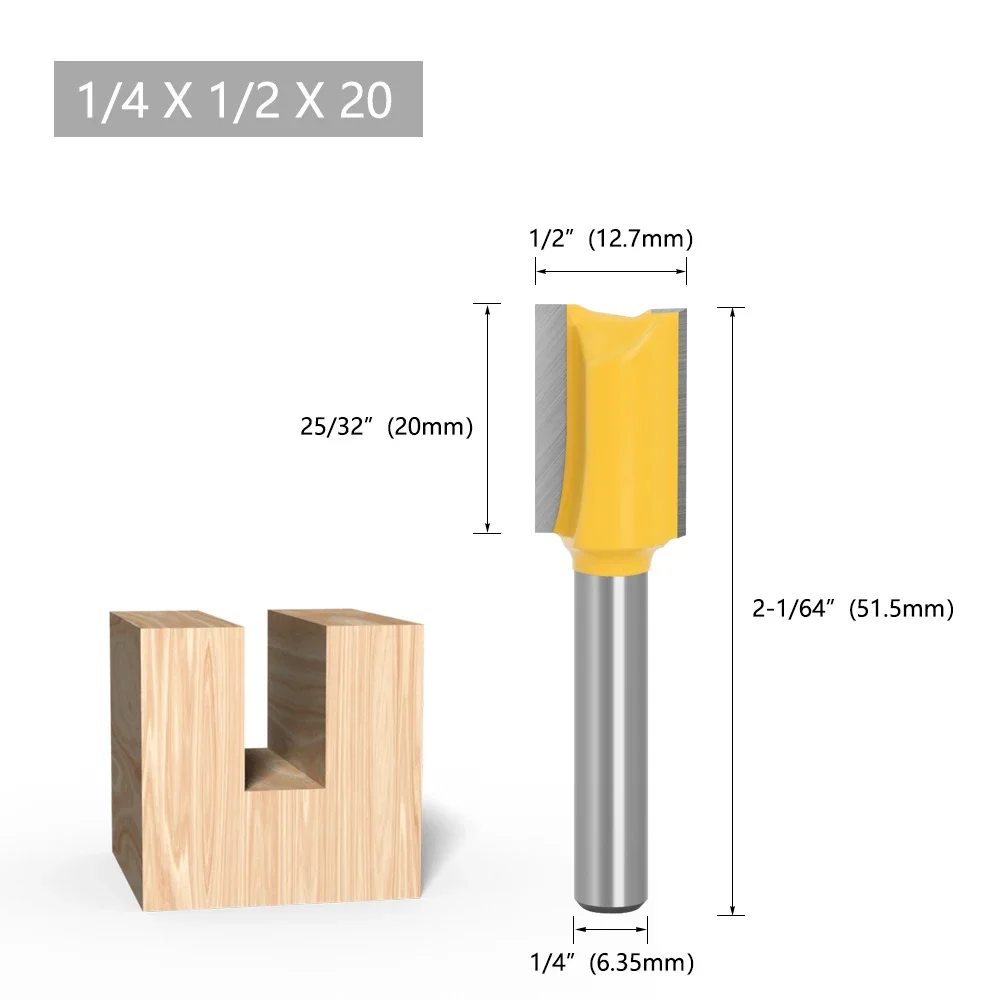 AURWOF 5-teiliges Fräser-Set mit 1/4-Zoll-Schaft, Hartmetallbestückter Holzbearbeitungsfräser zum Nuten, Trimmen und Schlitzen – Detail 5