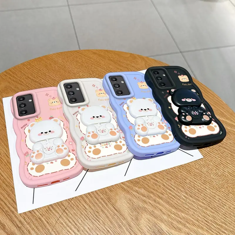 S24 いたずら猫ブラケット 波型シリコン製スマホケース Samsung S24FE S24Ultra S25 S25Plus S25Ultra S23FE S22 S21FE カバー用
