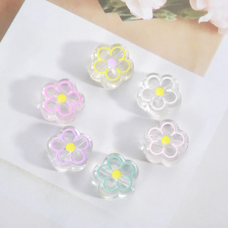5 teile/beutel 20mm transparente Bonbon farbe niedliche Pflaumen blüte Perlen hand gefertigte Halskette Armband Anhänger Handwerk machen