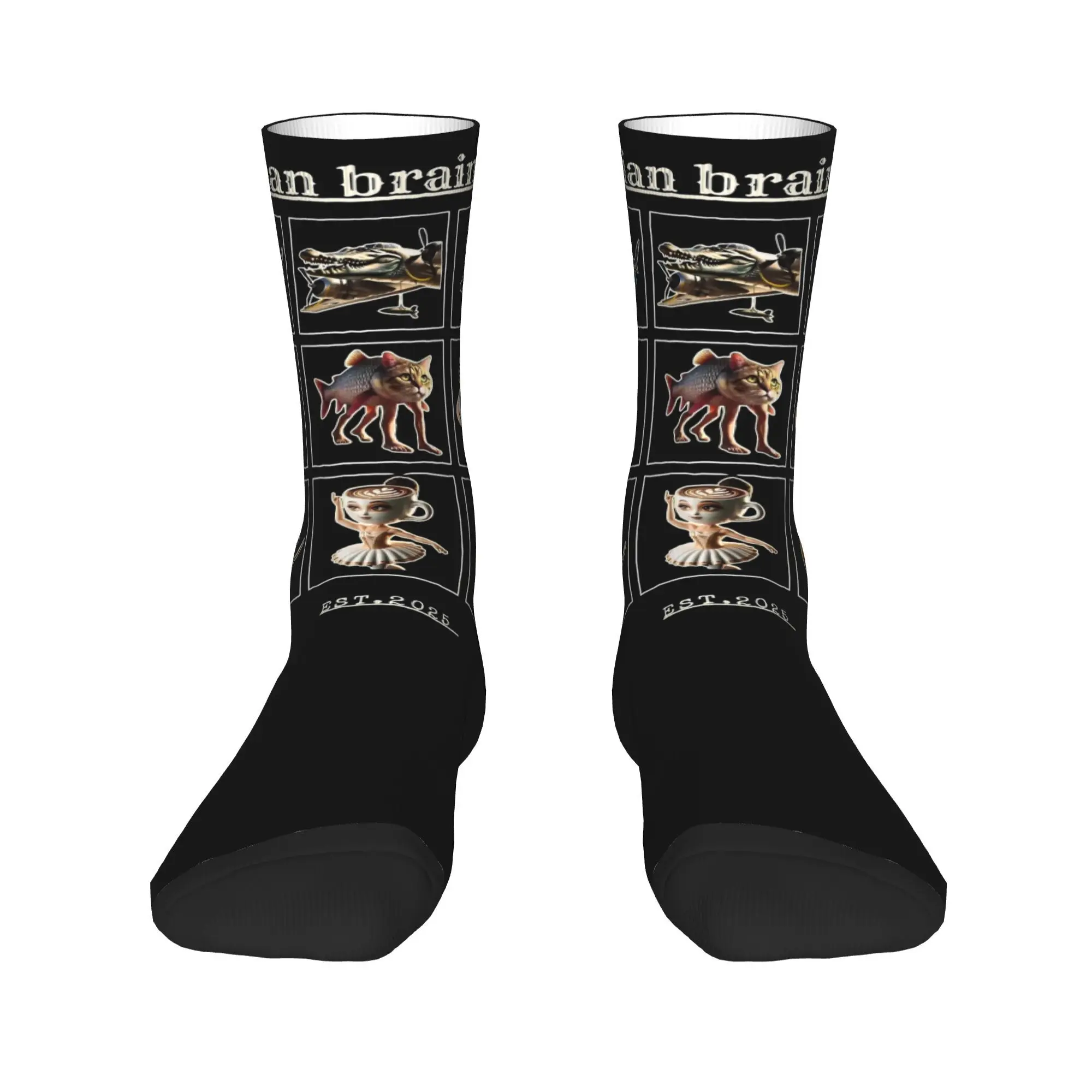 Kaus Kaki Meme Karakter Brainrot Italia Pria Wanita Lucu Musim Gugur Musim Dingin Kaus Kaki Basket Antiselip