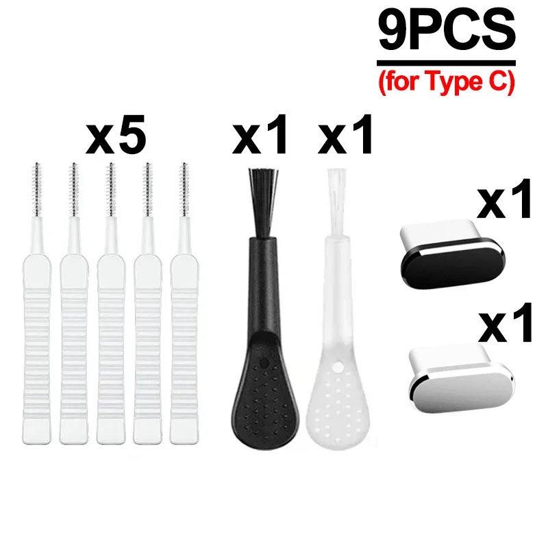 Handy-Ladeanschluss Staubstecker mit Reinigungsbürste für IPhone 17 16 14 13 Pro Max Plus Samsung Xiaomi IOS Typ C Reinigungsset