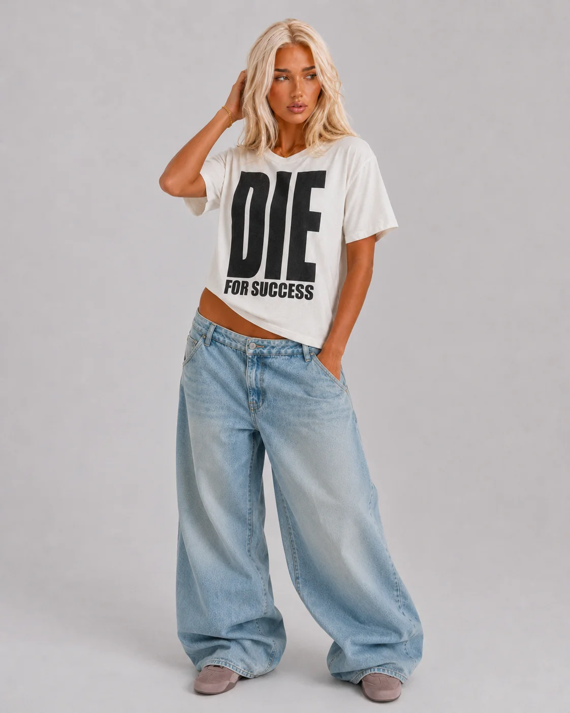 T-shirt imprimé « Die for Success », style Harajuku, graphique Y2K, mode punk, streetwear oversize, décontracté, coupe ample, unisexe