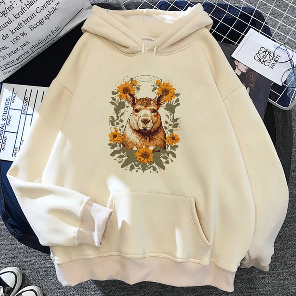 

Capybara hoodies women anime streetwear vintage graphic clothing women anime pulls