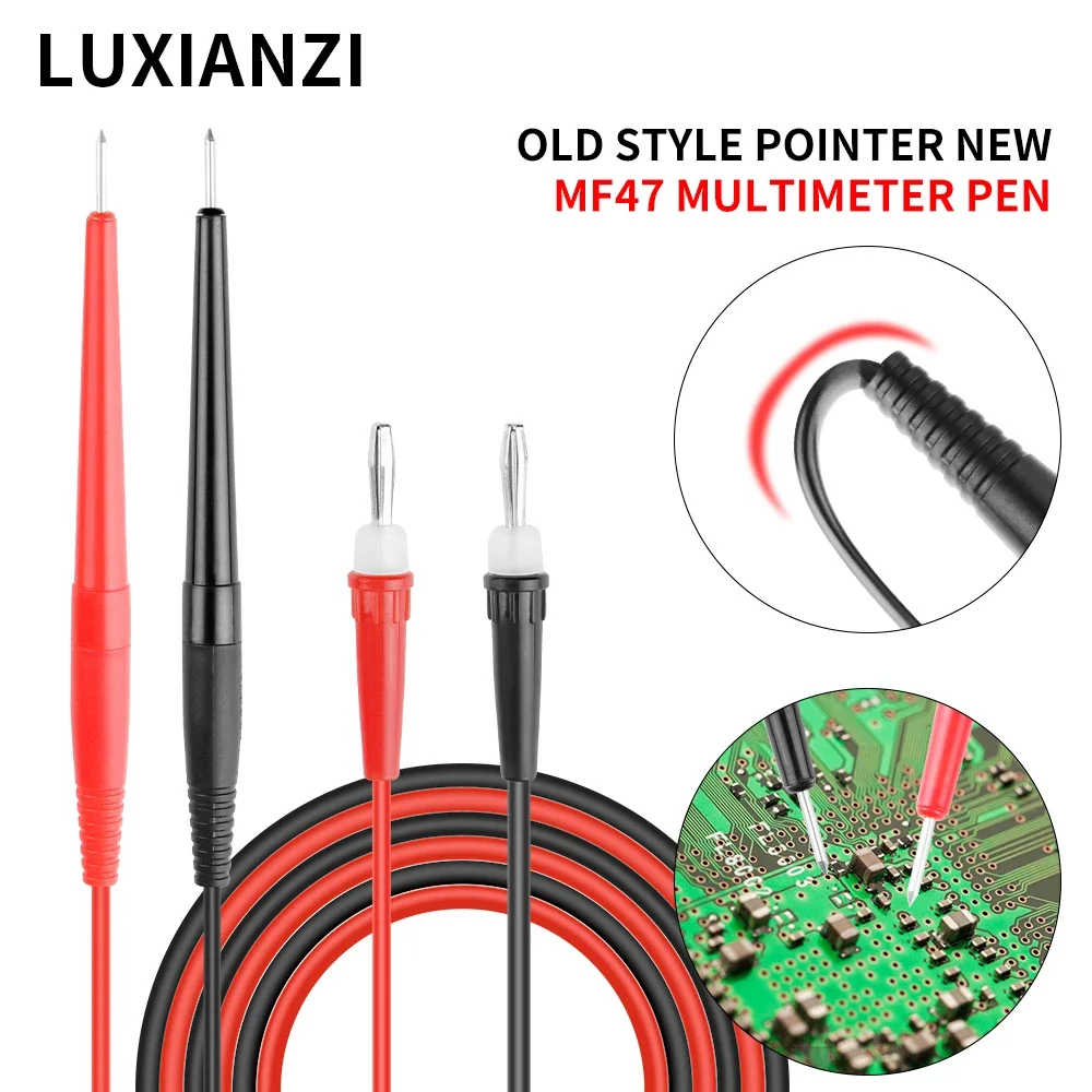 LUXIANZI MF47 Puntali per multimetro per tensione elettrica a doppia estremità Sonde di misurazione da 3 mm Penna per tester in silicone multimetro