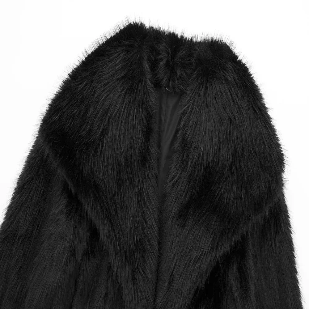 Women\'s Faux Fur Coat autumn winter 2024 Plush Wool Coats and Mixtures Outerwears Fashio Long Sleeve Warm Fur Coat