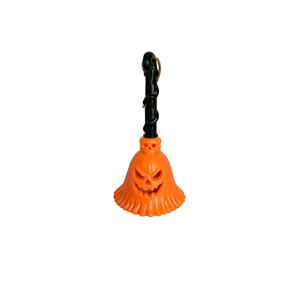 Light-emitting Pumpkin Broom Lights with Hanging Rope Plastic Halloween Pumpkin Lamp LED Light Halloween Desk Ornaments