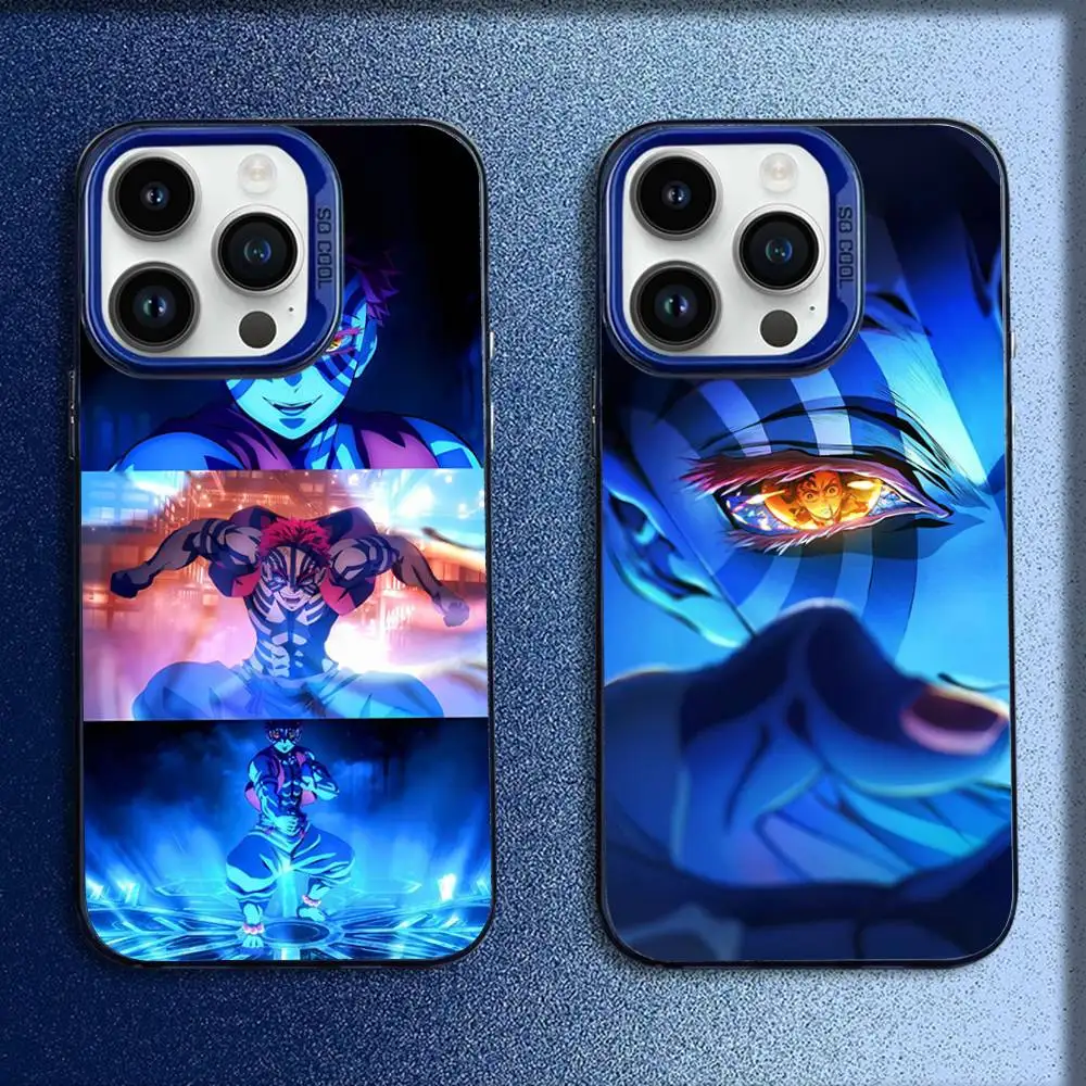 

D-Demon S-Slayer Infinity Castle Phone Case For iPhone 16,15,14,13,12,11,Mini,Pro,E,SE4,MAX Blue Candy Matte Fashion Cover