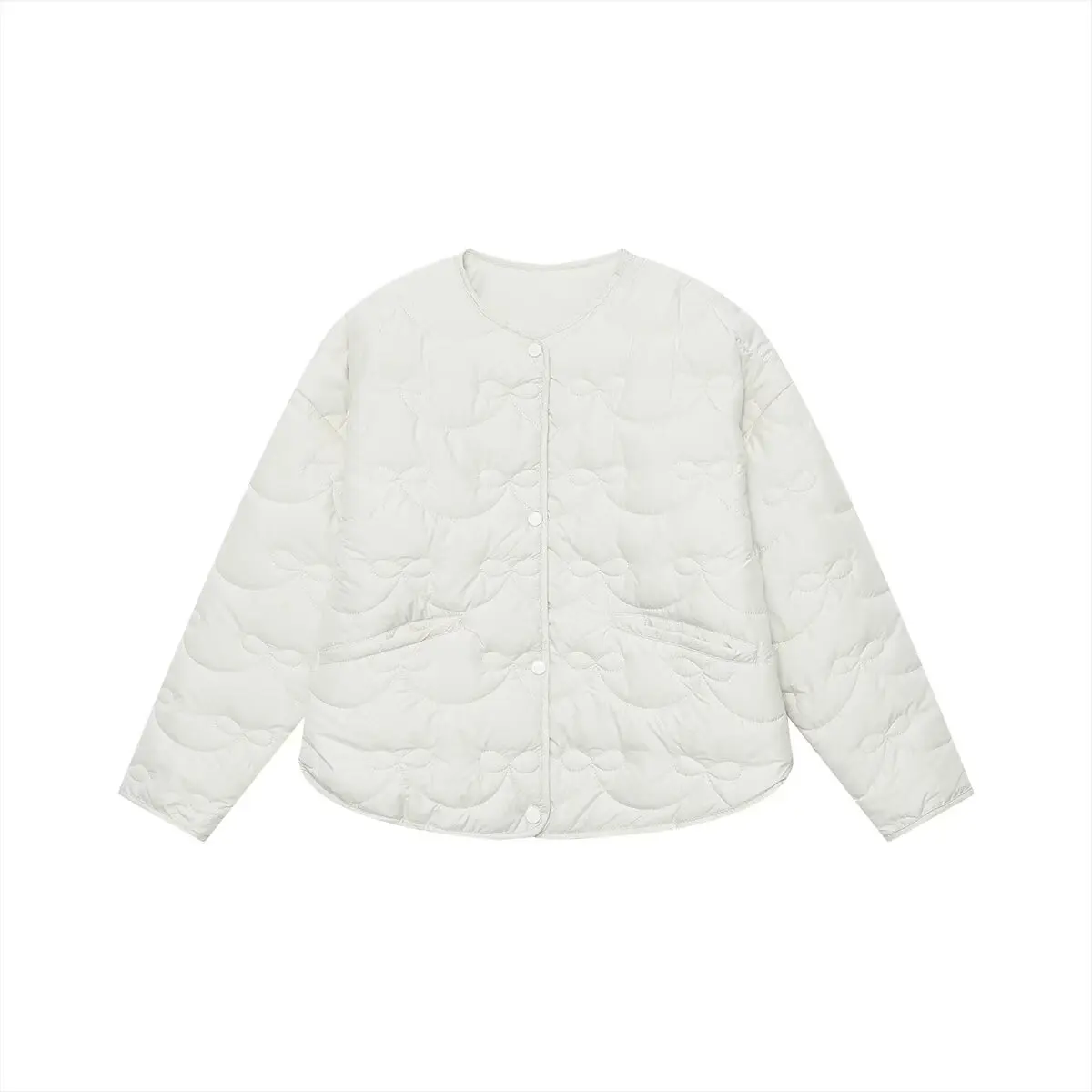 معطف نسائي من Faionable Knot Jaet مصنوع من القطن طويل Sve مستدير Ne بسحاب للإغلاق لون 2025 Aut...