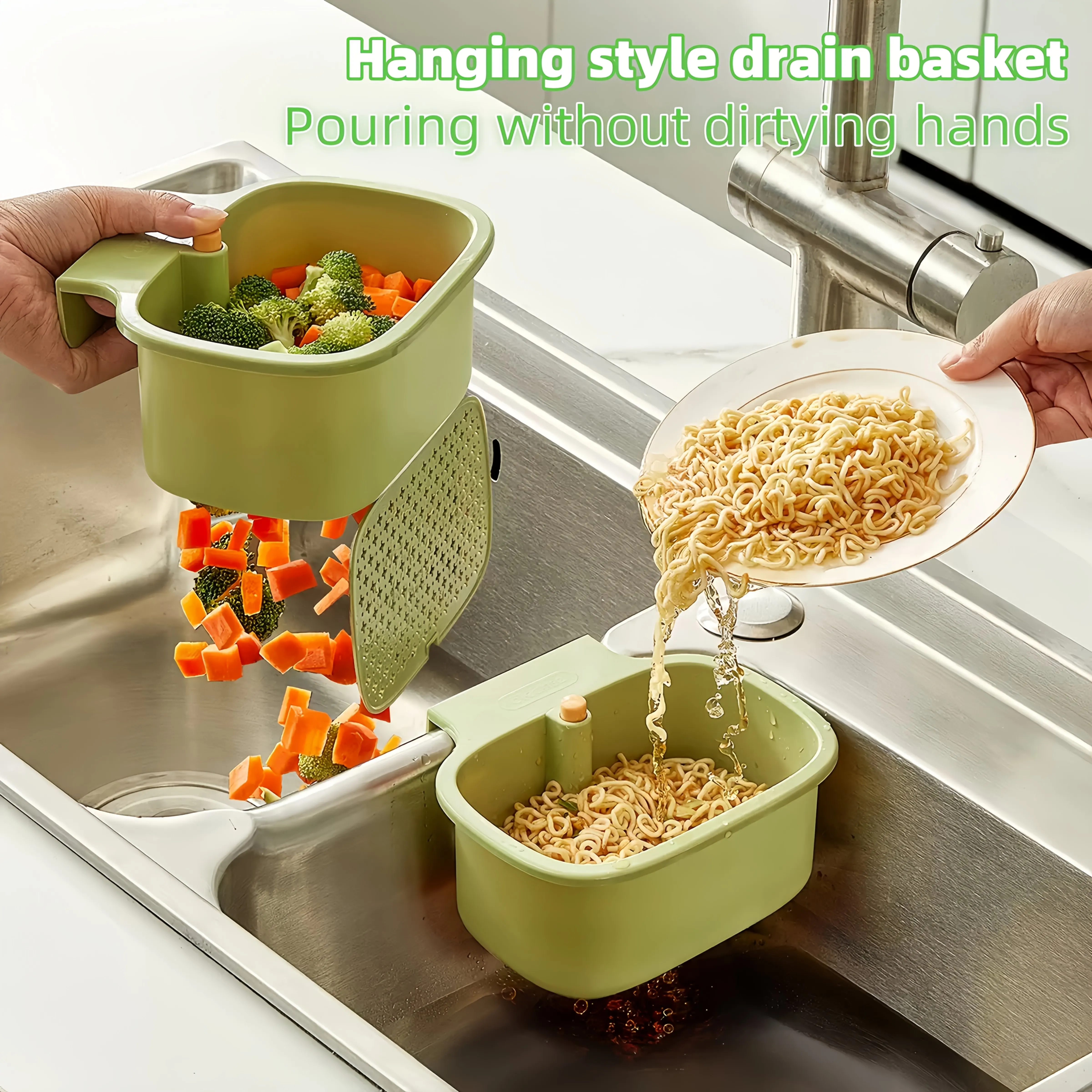 Plastic Sink Filter Sewer Anti-Clogging Food Waste Strainer Adjustable Dumping Basket Sink Sponge Rack Kitchen Waste Drain Tools