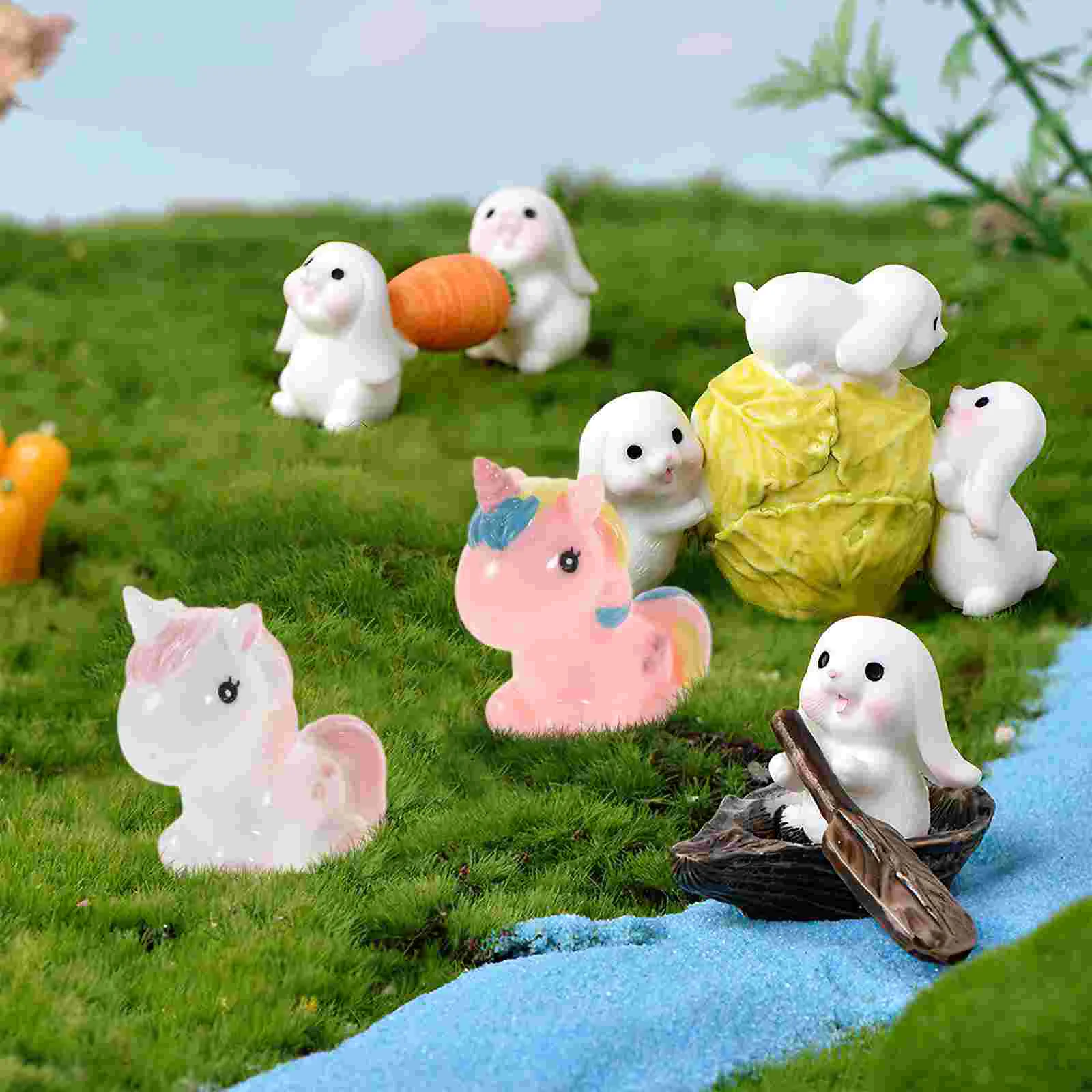 4 Pcs Micro Landscape Decoration Small Size Figurine Unicorn Cake Strong Reliable Miniature Resin Durable