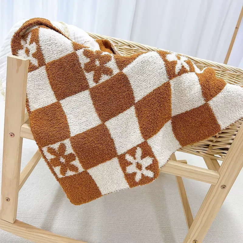 Mirmeng Super Soft Microfiber Crochet Baby Blanket Custom Knitted Grid Throw Bedding 100 Polyester Four Seasons for Nursery