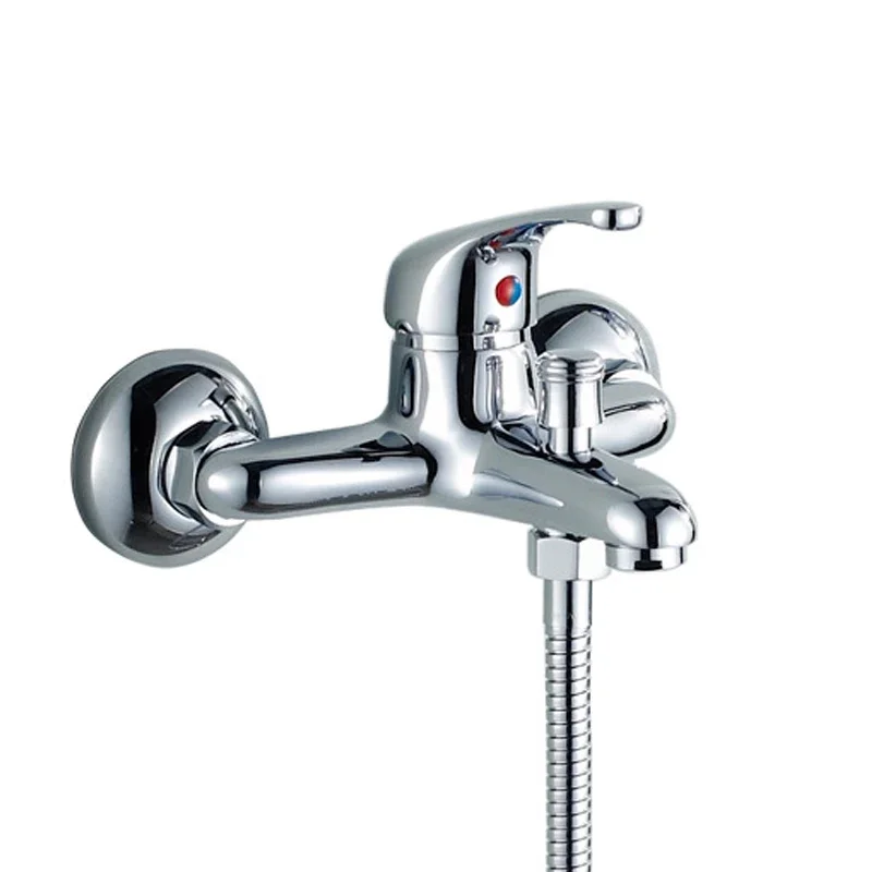 Wall Mounted Bathroom Basin Bathtub Shower Faucet Valve With Shower Head Bathtub Faucet Set Single Handle Cold Hot Water Mixer