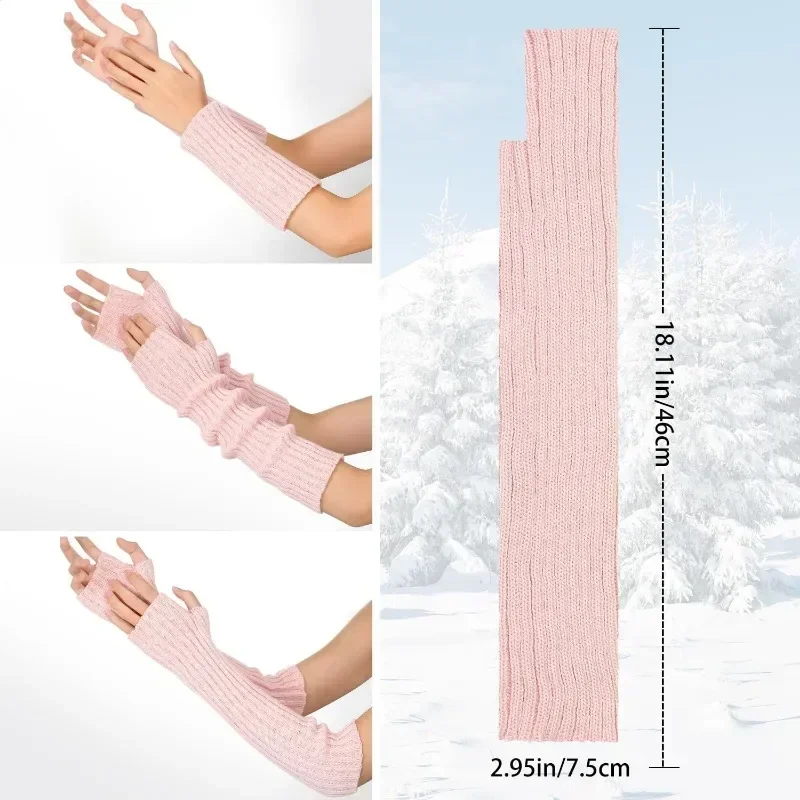 Armwarmers - Lange vingerloze dameshandschoenen Mode stretch gebreide armmouwen voor dames Duimgat rekbare handschoenen