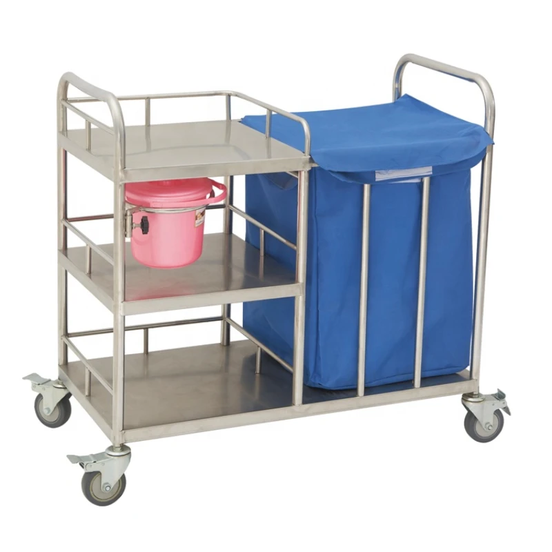 

Hospital Equipment Stainless Steel Contaminant Garbage Medical Waste Laundry Cart Linen Trolley CY-D400