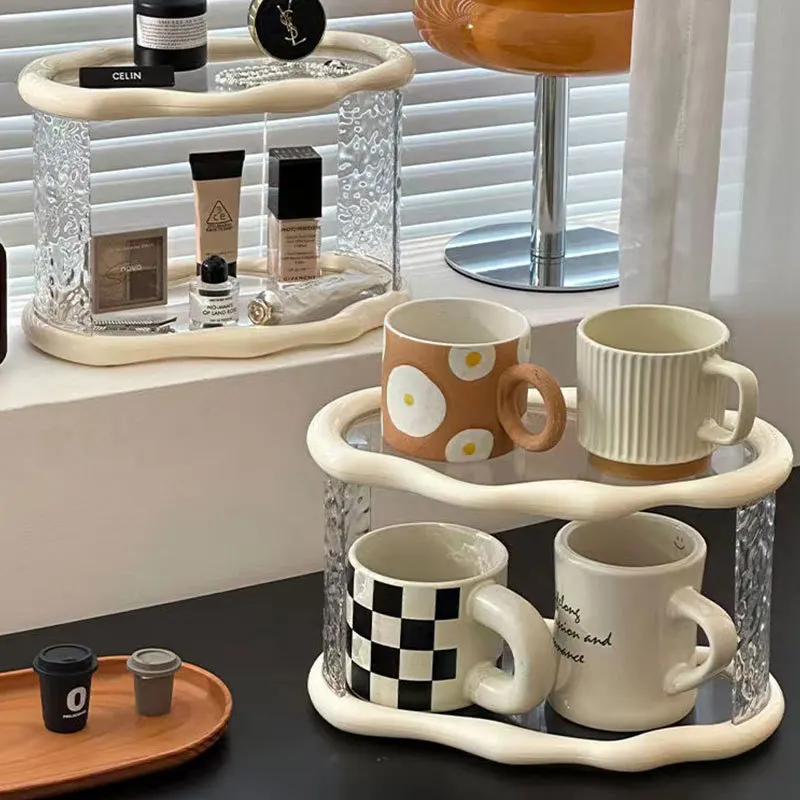 Organizador de mesa premium para copos, perfume, cuidados com a pele, cosméticos, banheiro, armazenamento de entrada