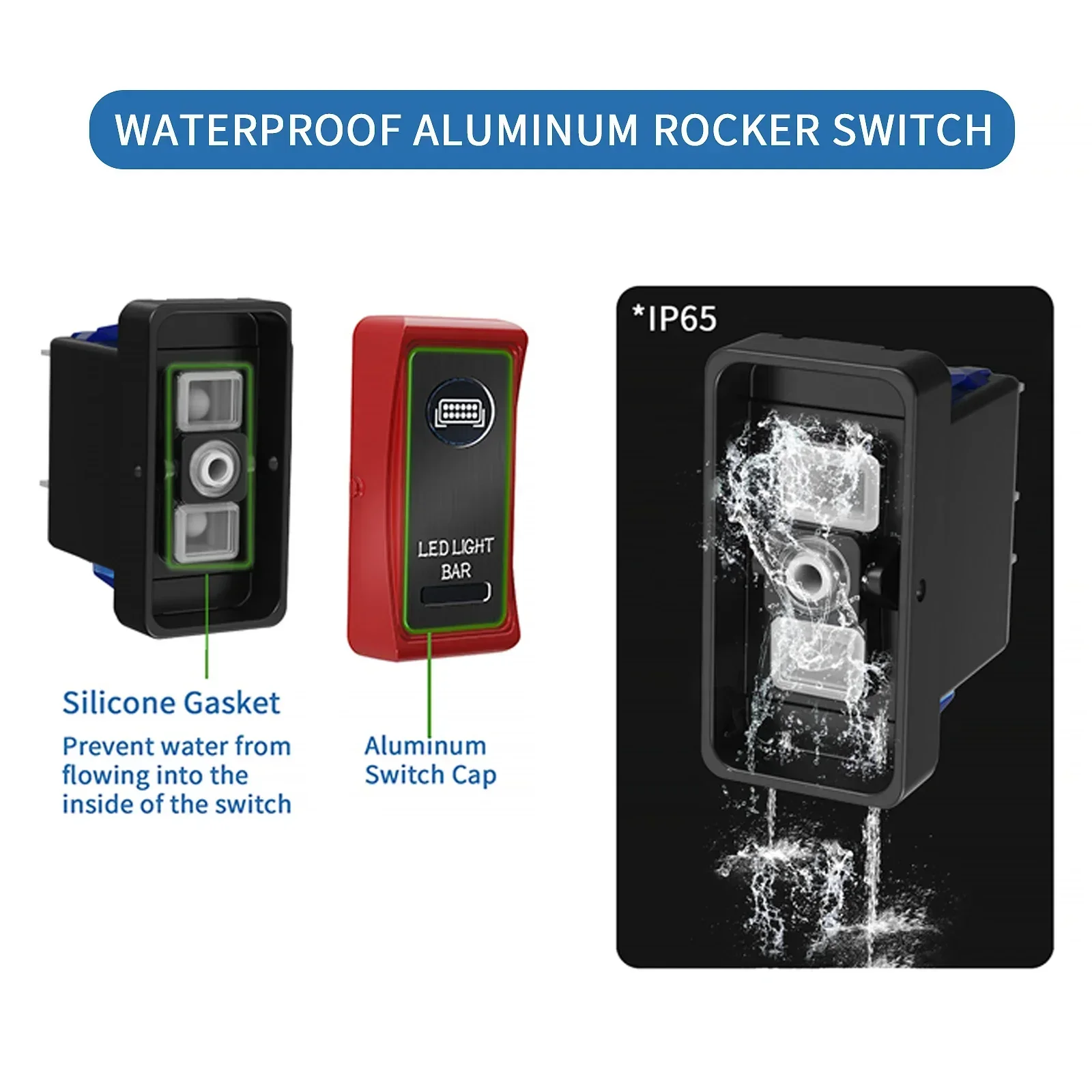 Brand Metal  2-8 Gang with LED  With LED for Car Boat Durable New Durable Waterproof Rocker Switch Panel