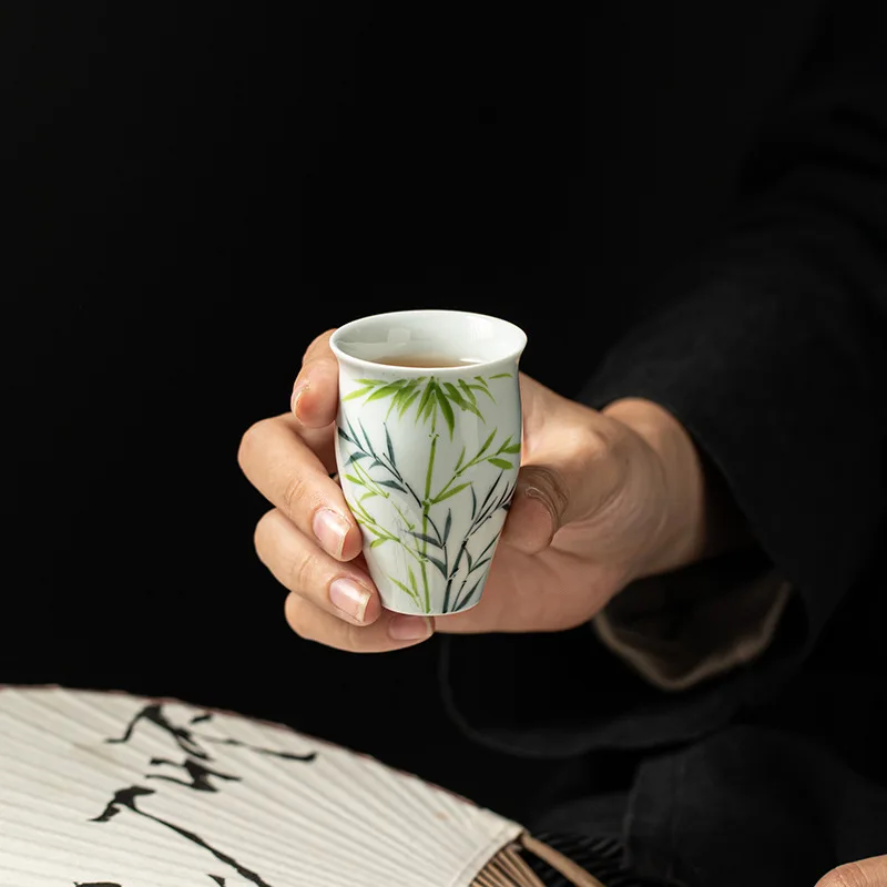 

Hand Painted Bamboo Vintage Fragrance-Smelling Cup Fragrant Tea Single Women's Ceramic Mild Luxury Retro