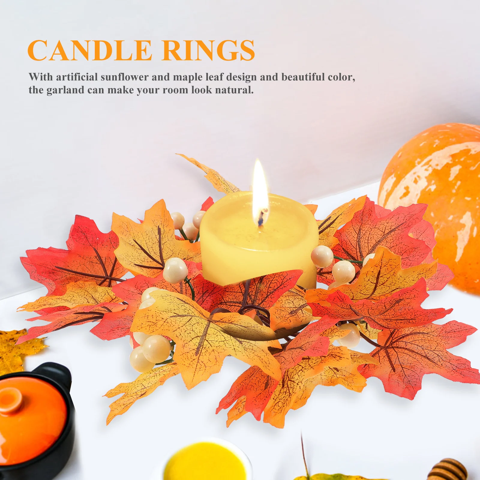 

Delicate Beautiful Fall Rings Simulated Maple Leaf Wreath Door Ornaments Party Decor Long Term Use Fall Rings