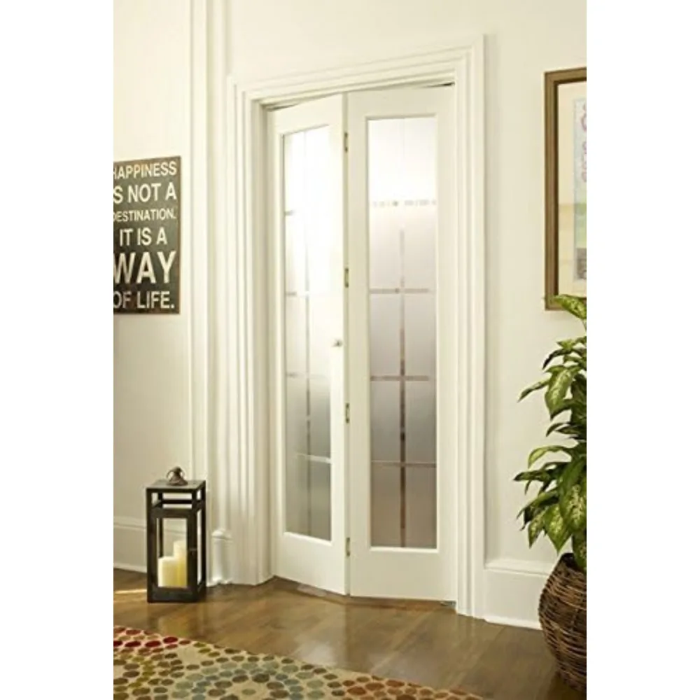 Glass Bifold Interior Solid Wood Door, 24 Inches X 80 Inches, Unfinished Pine, Interior Double