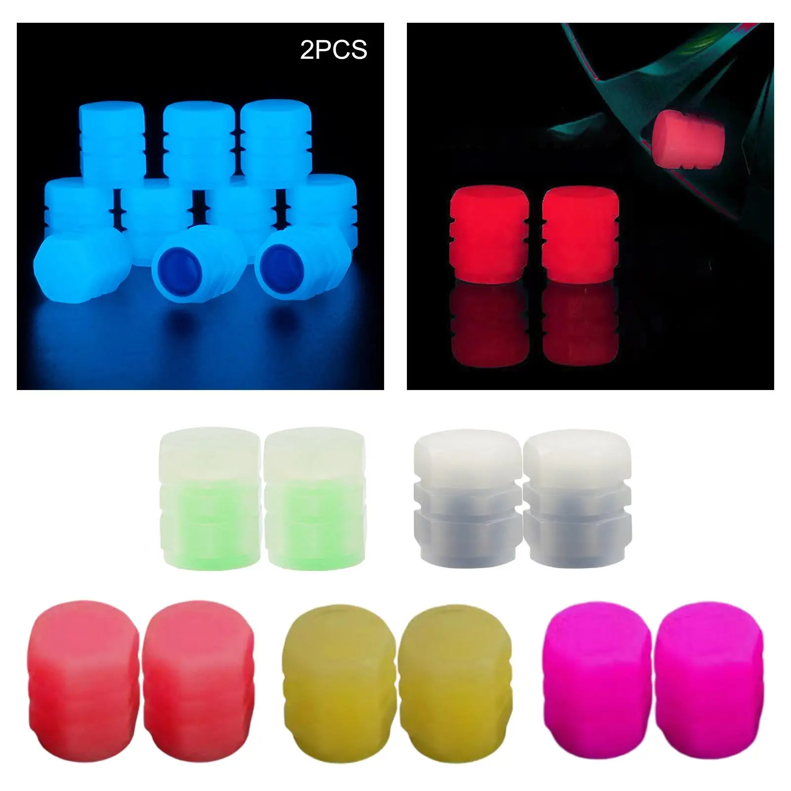 Fluorescent Tire Valve Stem Caps Rubber Air Cover for Suvs Trucks Motorcycles Bicycles Auto Wheel Universal Valve Plug Luminous