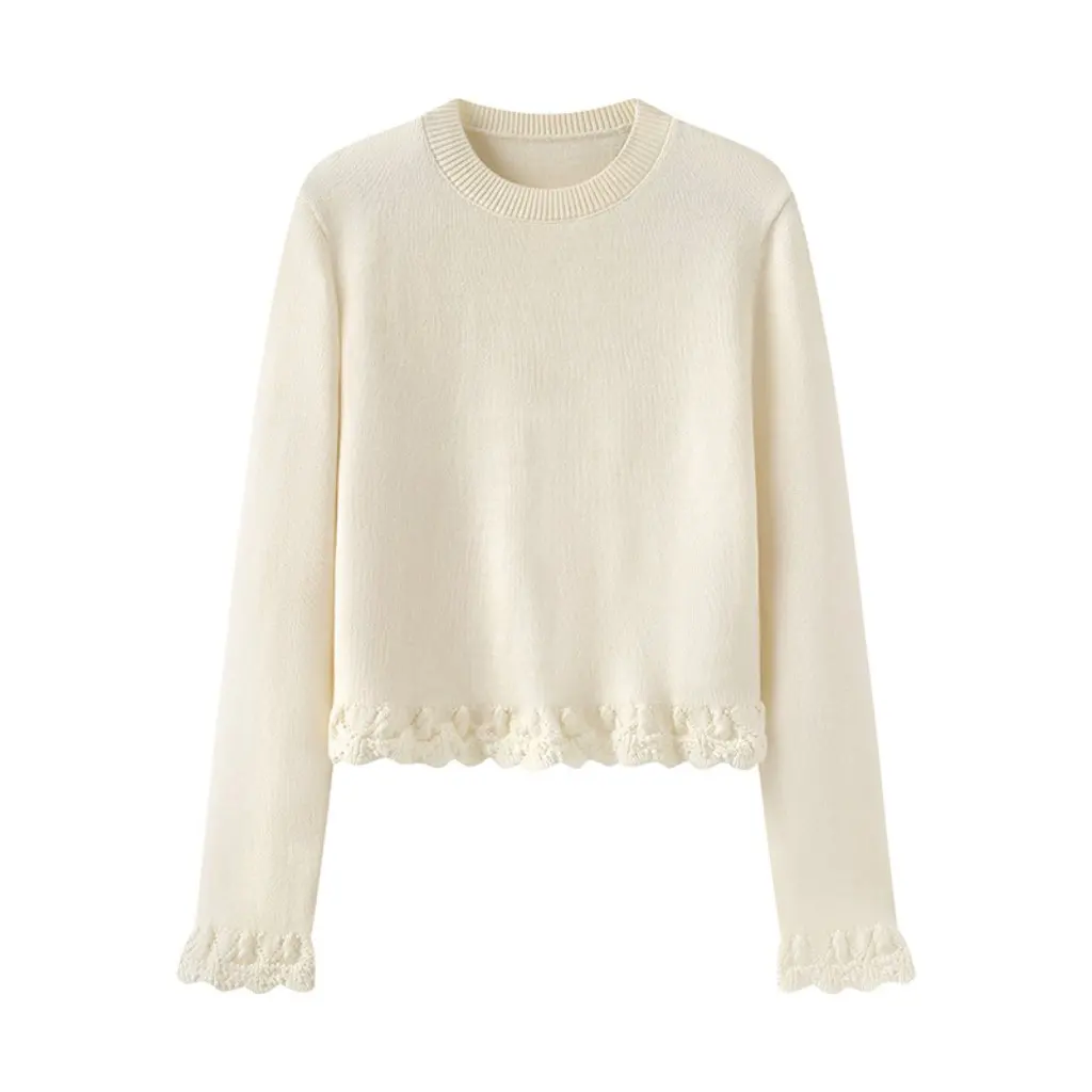 

Корейский женский черный полый кружевной вязаный искусственный свитер из двух частей 00AA-5027, ранняя весна, модная оптовая продажа