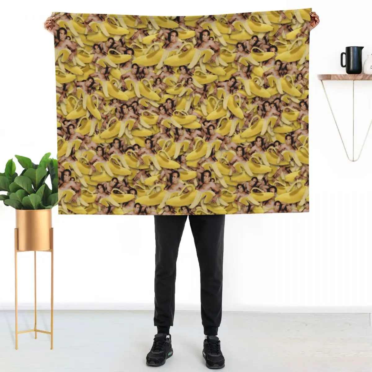 Nicolas Cage Banana Pattern Throw Blanket Air Conditioner Soft Blanket for Office Home