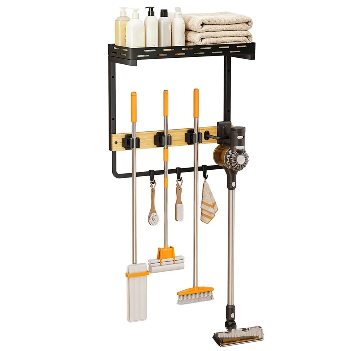 【TODAY-BUY】~@ Home Wall-Mounted Broom Holder & Mop Clip - Balcony & Patio Organization - Hanging Storage Rack for Cleaning Tools